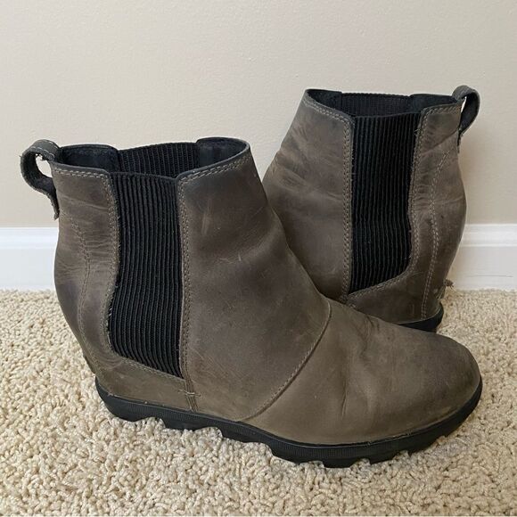 Sorel Lea Wedge Joan of Arctic Wedge Chelsea Quarry Grey 9 - Picture 1 of 6